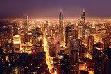 Chicago in der Nacht. Fototapete.