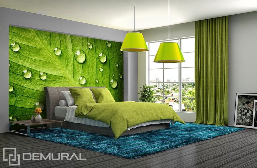 Es ist mir grün - Wände mit Blättern Fototapete für Schlafzimmer Fototapeten Demural