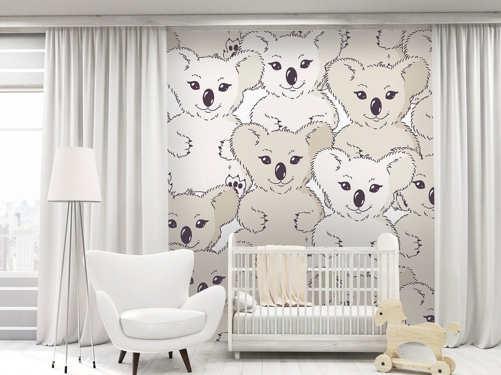 Mit Koalabär an der Wand Fototapete für Kinderzimmer Fototapeten Demural