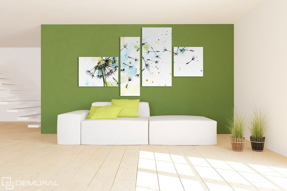 Durch die Stärke des Windes verbunden - Pusteblumen Bilder für Wohnzimmer Bilder Demural