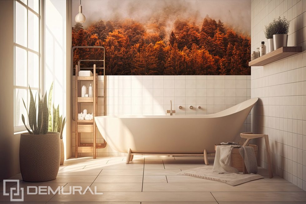 Herbstliche Schönheit des Waldes Fototapeten für Badezimmer Fototapeten Demural